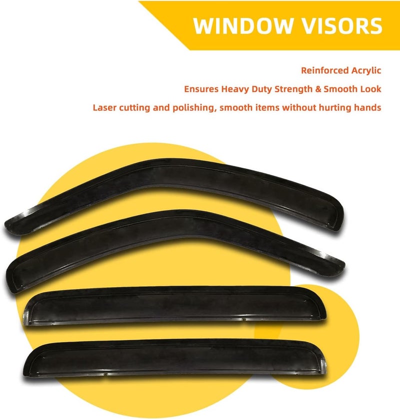 PLDDE Rain Guards Compatible with 2008-2013 Jeep Liberty KK Side Window Visor Wind Deflector Vent Visors Car Accessories Tape-On 4pcs - Image 2